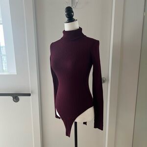 ✨NWOT✨ Fashion Nova | Ribbed Turtleneck Sweater Bodysuit | Medium | Burgundy